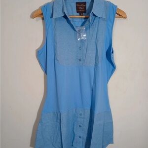 Woolrich Blue Buttoned Notched Collar Blouse